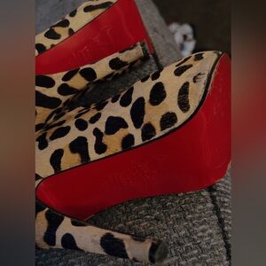 Christian Louboutin Leopard Print Calf Hair Pumps with Red Soles